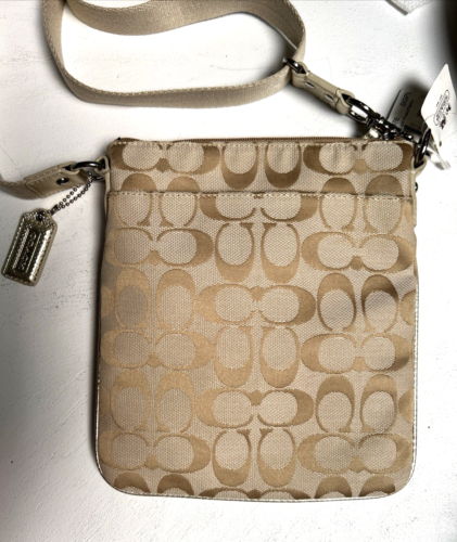 Neu mit Etikett Coach Schultertasche gold hellbraun Signatur Canvas Leder Crossbody Handtasche Logo - Bild 14 von 22