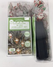 New Holiday Time 3 Function 18 LED Icon Light Set Santa Claus 6ft