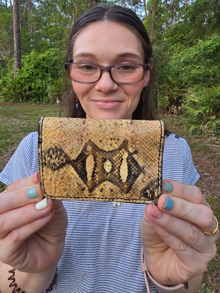 Estuche para tarjetas de crédito PYTHON piel de serpiente hecho a mano MILLENNIAL estuche para tarjetas de crédito NUEVO Foto 4 de 4