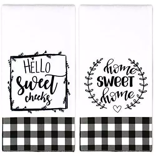 2 Pieces Buffalo Plaid Hand Towels Farmhouse Hand Towel for Bathroom Black  White