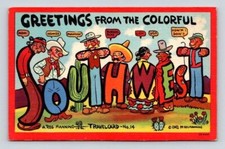 Large Letter Greetings from the Colorful South West Linen Postcard REG Manning