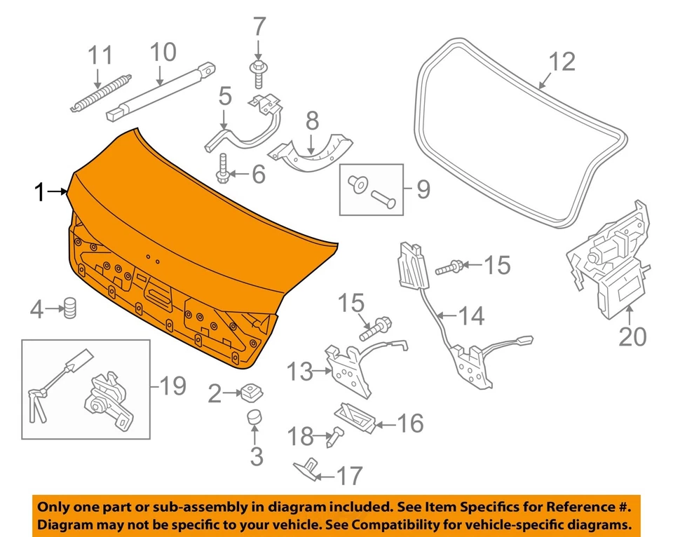 Used Deck Lid fits: 2015 Hyundai Genesis Sdn LED signals w/automatic power deckl Foto 3 de 4