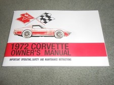 1972 Corvette Owners Manual 72 Chevy Vette Car Owner Operations Manual