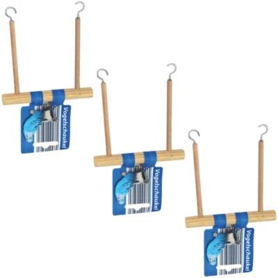 K. A. 3x Holz Vogelschaukel Vogel-Schaukel Trapezschaukel mit Glöckchen Vogelspielzeug