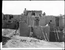 Close-up view of terraced Hopi Moki houses at Oraibi Arizona 1898 Old Photo