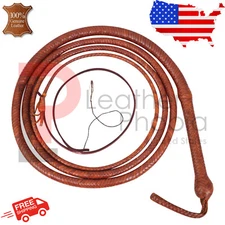 Kangaroo Hide Bull Whip 06 Feet Long 16 Plaits Brown Indiana Jones Bullwhips