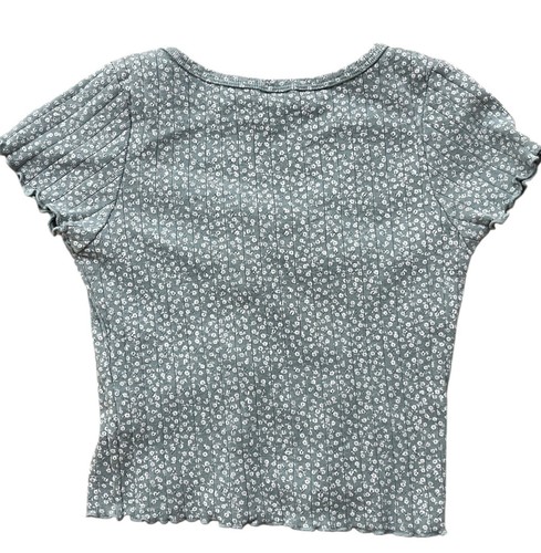 Brandy Melville John Galt Babydoll Crop Top Womens One Size Sage Green Floral - Picture 3 of 7