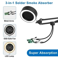 3-in-1 Solder Fume Extractor Smoke Absorber Fan Lamp with 2 Helping Hands and...