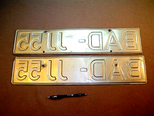 Pair Vintage European License Plates BAD-JJ55 - Picture 6 of 6