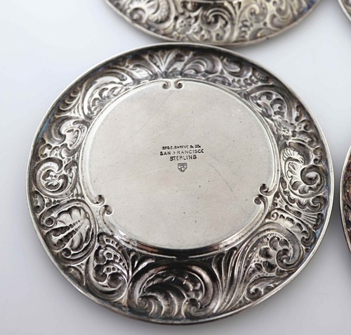 Vintage Shreve & Co 6 Sterling Silver Nut Candy Dishes 2 1/4" Diameter - Picture 3 of 5
