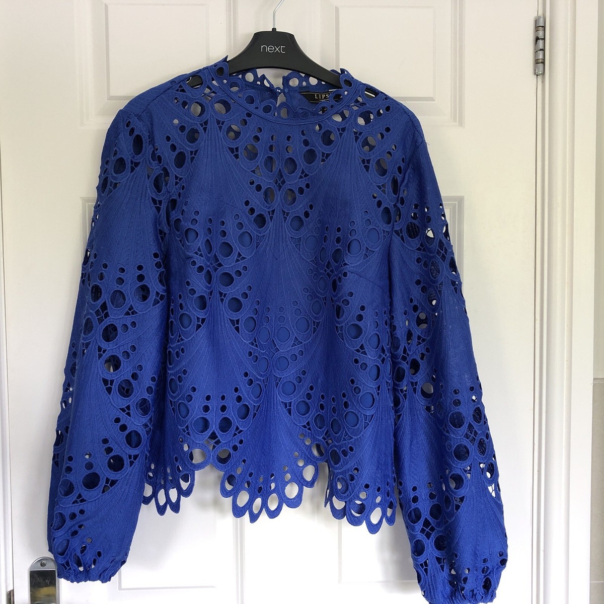 Lipsy London Premium Cobalt Blue Lace Blouse/Top - Size 14 - BNWT 