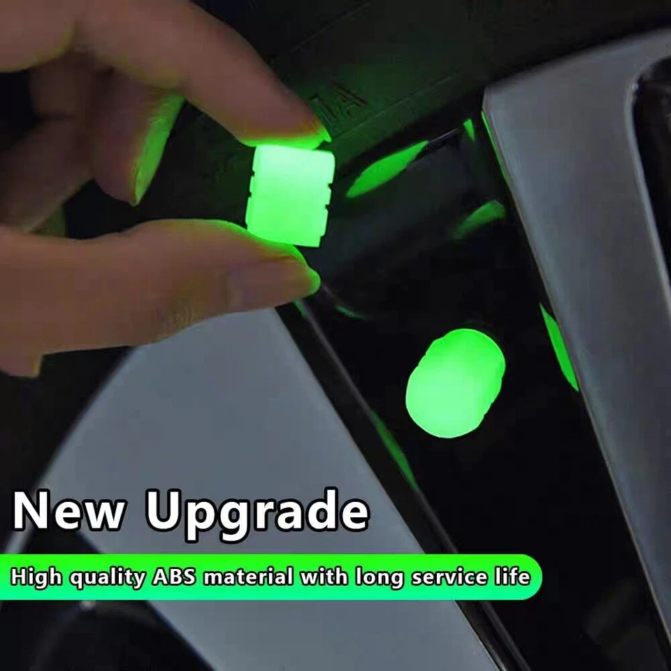 8 PIEZAS Tapa Fluorescente de Válvula de Neumático de Coche Luminoso Tapas de Vástago de Válvula de Neumático de Bicicleta Universal Foto 3 de 4