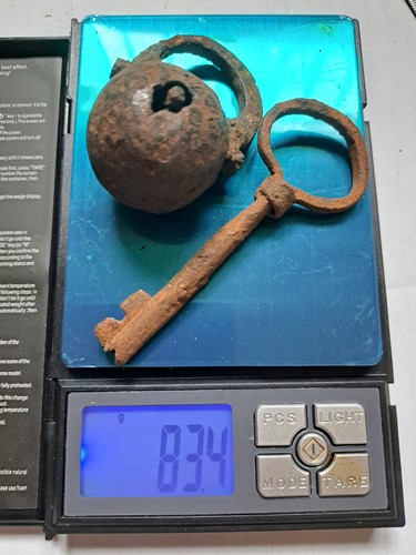 Lucchetto, "Lucchetto a sfera francese", con chiave, ferro - Foto 11 di 11