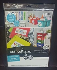 ASTRO DESIGNS: "8.5X11 Sticker Paper" Factory Sealed 15 Sheets- 2021