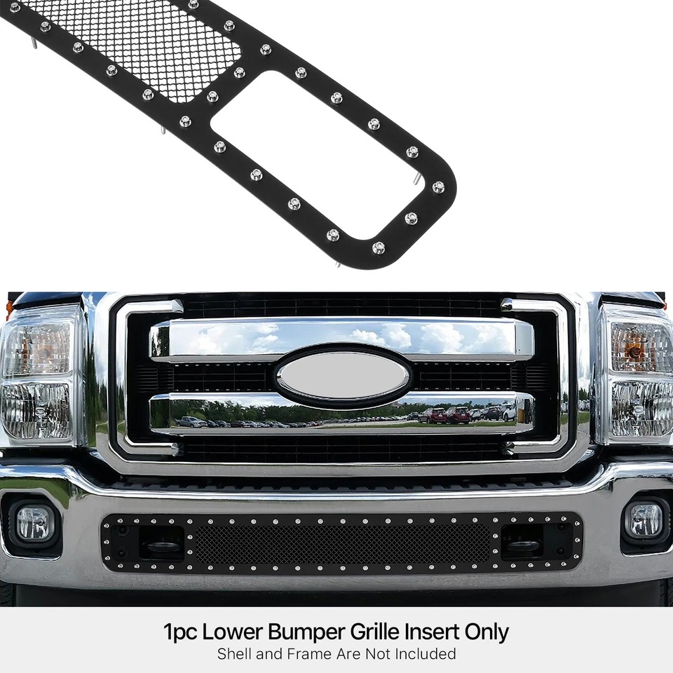 Para Ford F-250/F-350/F-450 2011-2016 con gancho de remolque mostrar parachoques malla remache rejilla Foto 3 de 3