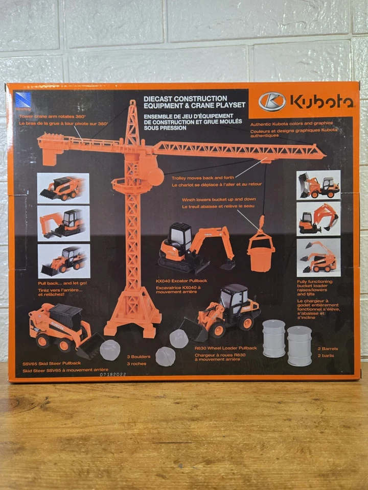 NewRay KUBOTA Diecast Construction Equipment & Crane Playset, Ages 3+/10 Pc, New - Image 4 of 4