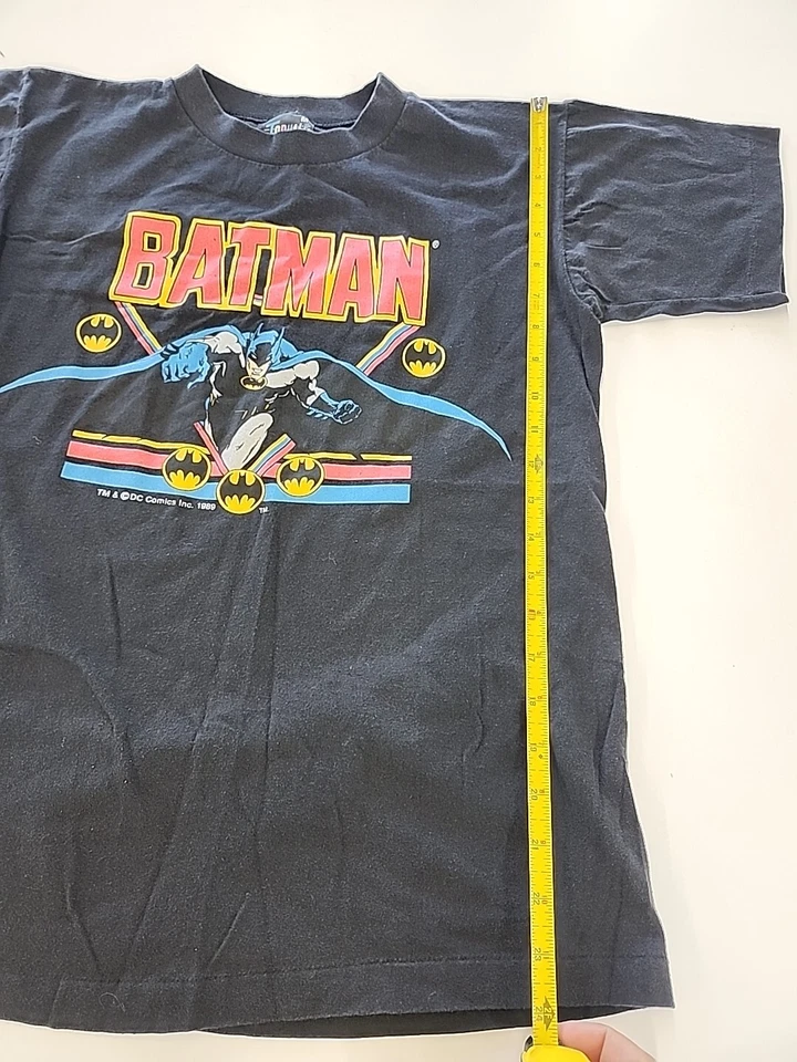 Vintage TOPHALF 80's Single stitch Tshirt Boys Medium Black Batman DC Comics  - Image 2 of 4