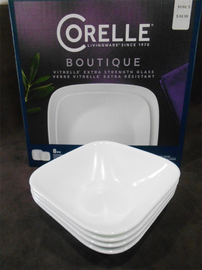 ❤️ NEW 12-pc CORELLE Square VIVID PURE WHITE Dinnerware Set DINNER LUNCH  BOWLS