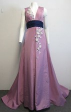 PAMELLA ROLAND purple 100 silk taffeta gown w/ tulle  bead appliques SZ 6