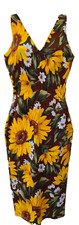Dolce & Gabbana Sunflower Dress Size 42 UK 10 V neck sleeveless Vintage floral