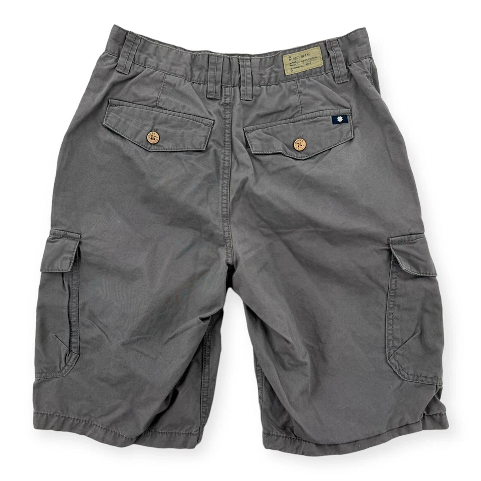 Shorts Lucky Brand masculino juvenil tamanho 14 cinza bolsos de carga algodão - Imagem 2 de 4