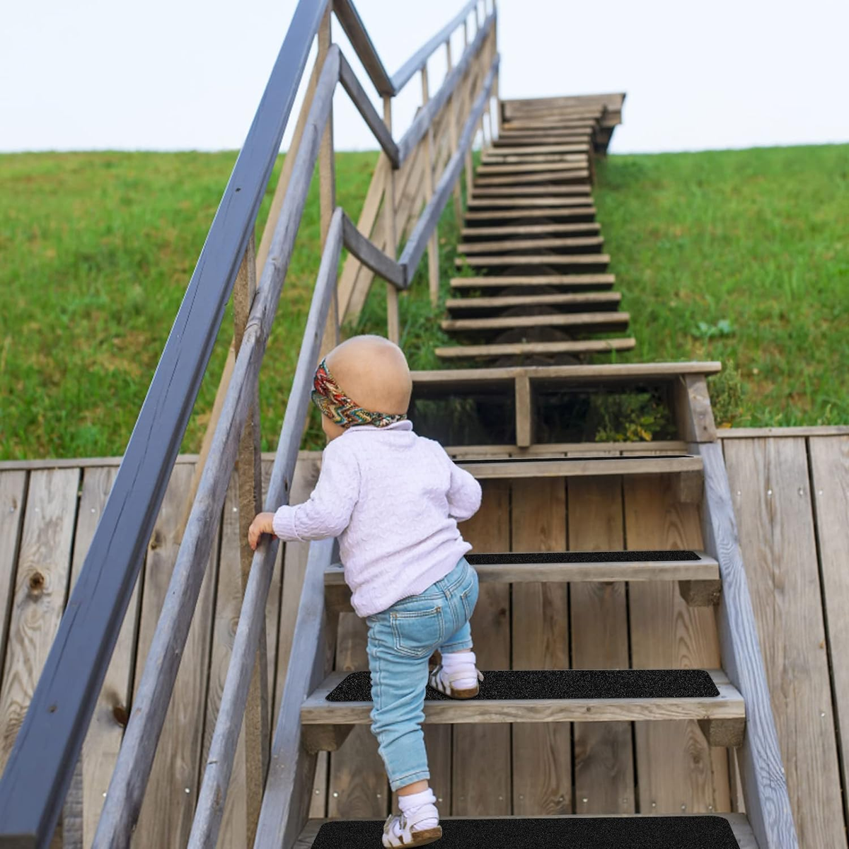 MBIGM 12-Pack Non-Slip Stair Treads - Heavy Duty Grip Tape For Outdoor Steps, Deck, Stairs