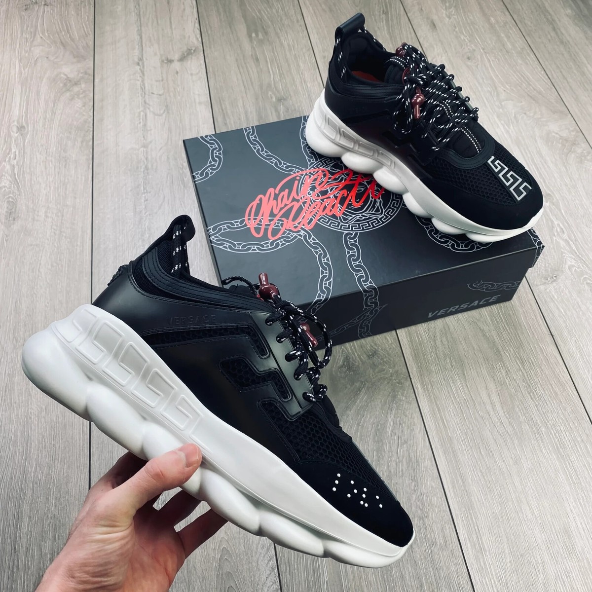 Versace Men's Chain Reaction Luxury Sneakers Black size 44 | eBay