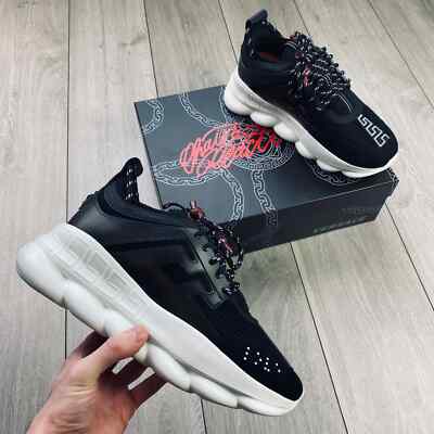 Versace Men's Chain Reaction Luxury Sneakers Black size 44