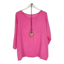 LADIES ITALIAN QUIRKY LAGENLOOK PLAIN COTTON LIGHTWEIGHT CASUAL SHORT TOP