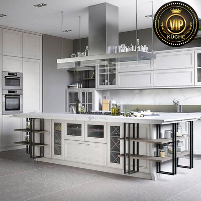 Freda Moderne Loft Kuche Mit Insel Industrial Design Weiss Meterpreis Ebay