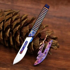 Titanium Alloy Utility Knife Scalpel Blade w/ Sheath Pry Bar Outdoor EDC Tool