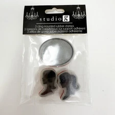 Studio G Mini Rubber Cling Stamps - Women Cameos & Frame NEW