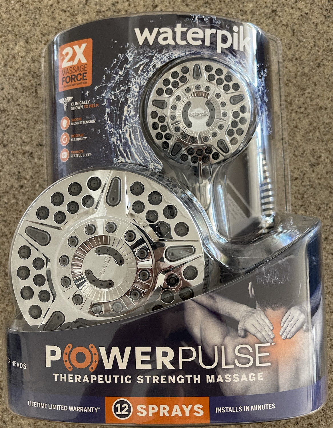Waterpik 6+ Mode Powerpulse Massage Dual Shower Head System, XET633E