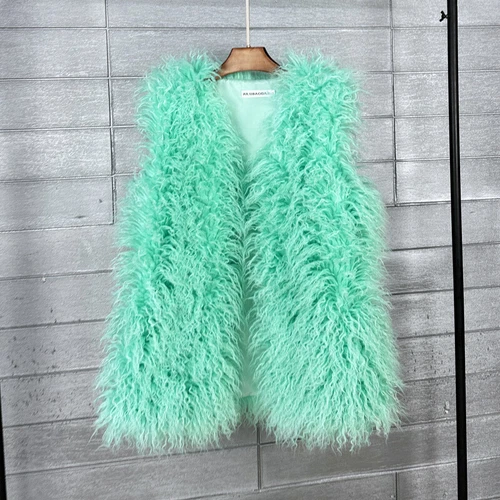 Mujeres Talla Grande Imitación Lana Piel Largo Imitación Skeep Piel Invierno Chaleco Cálido - Imagen 12 de 43