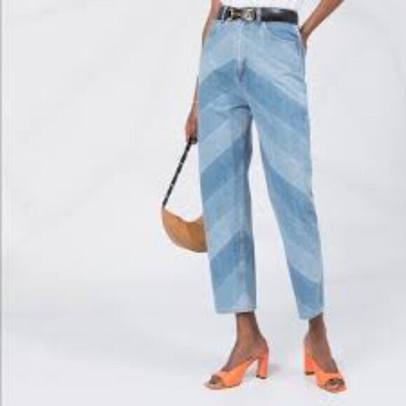 Sandro Diego Chevron Straight Jeans Blue Jeans Made in Paris Size 36