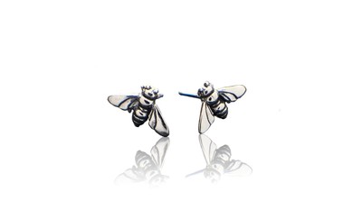 Fine Sterling Silver Bee Earrings Great Size Animal and Insect