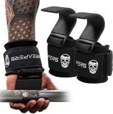 Gymreapers Weight Lifting Hooks Pair , Heavy Duty Power Wrist Straps Hand Grip