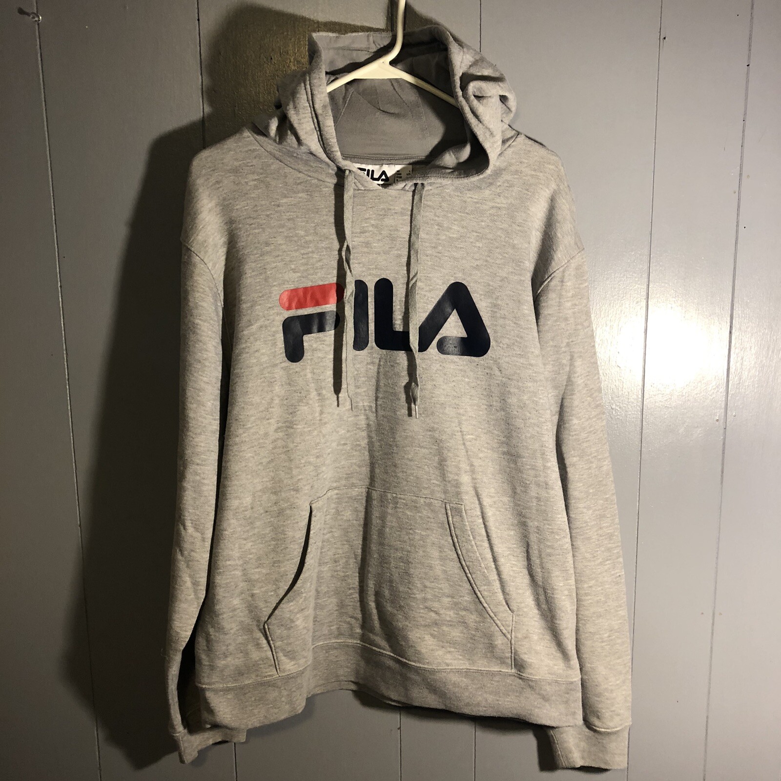 FILA Felpa con cappuccio uomo grande grigio rilassato