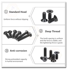 M1.6/M2/M2.5/M3/M4/M5/M6/M8 Black Alloy Steel Hex Socket Countersunk Head Screws