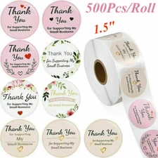 1Roll(500Pcs)1.5" Thank You Stickers Thank You for Supporting My Small Business