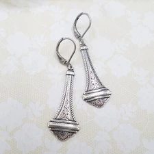 Victorian Style Sterling Silver Plated Drop Earrings Handmade Classic Jewelry