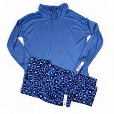 HUE Pajama Set Womens Size M Blue Lightweight Pockets NWT