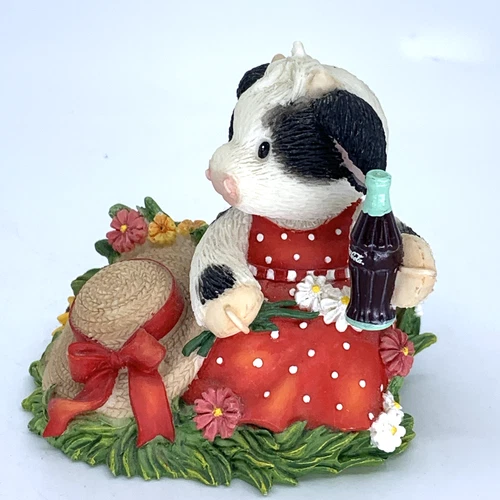 Mary's Moo Moos Coca-Cola “I Cudn't Be Happier” Enesco Cow Figurine 826979 Vtg