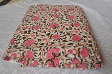 Hand Block Floral Print 100 Cotton 4 Yard Fabric NO TARRIF CHARGES 100 ZK 163
