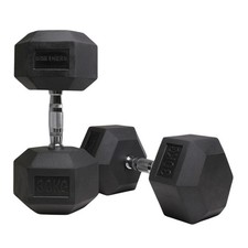 Hex Dumbbells 30kg x2 Pair Rubber Encased Cast Iron Weights USED EX-COMPETITION