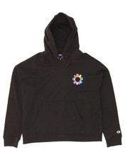 CHAMPION Womens Hoodie Jumper UK 16 Large Black Cotton DS36