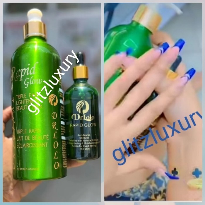 2pc. Lolo Rapid glow 3triple action Lightening beauty milk 500ml & 100ml  Serum