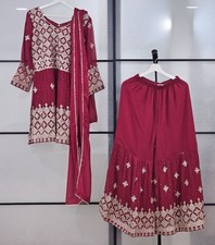 Punjabi Sharara Plazzo Suit Women Ready-Made Designer Kameez Wedding Party Wear