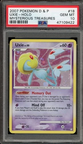 Pokemon Uxie Mysterious Treasures Holo Rare #18 PSA 10 Gem Mint