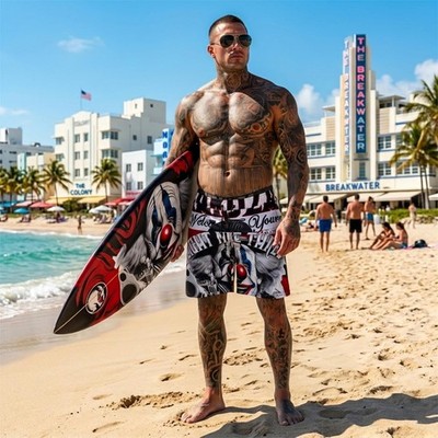 Neue Yakuza Herren Welcome Badeshorts - Bunt
